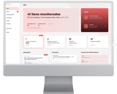 Tela do software Monitoramento Jurídico